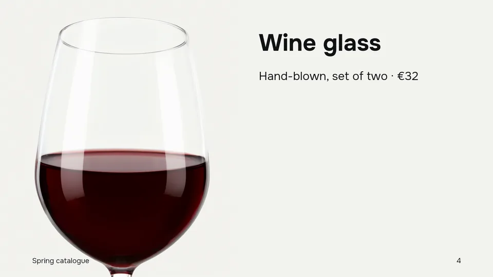 Slide: Wine glass, Hand-blown, set of two, €32.